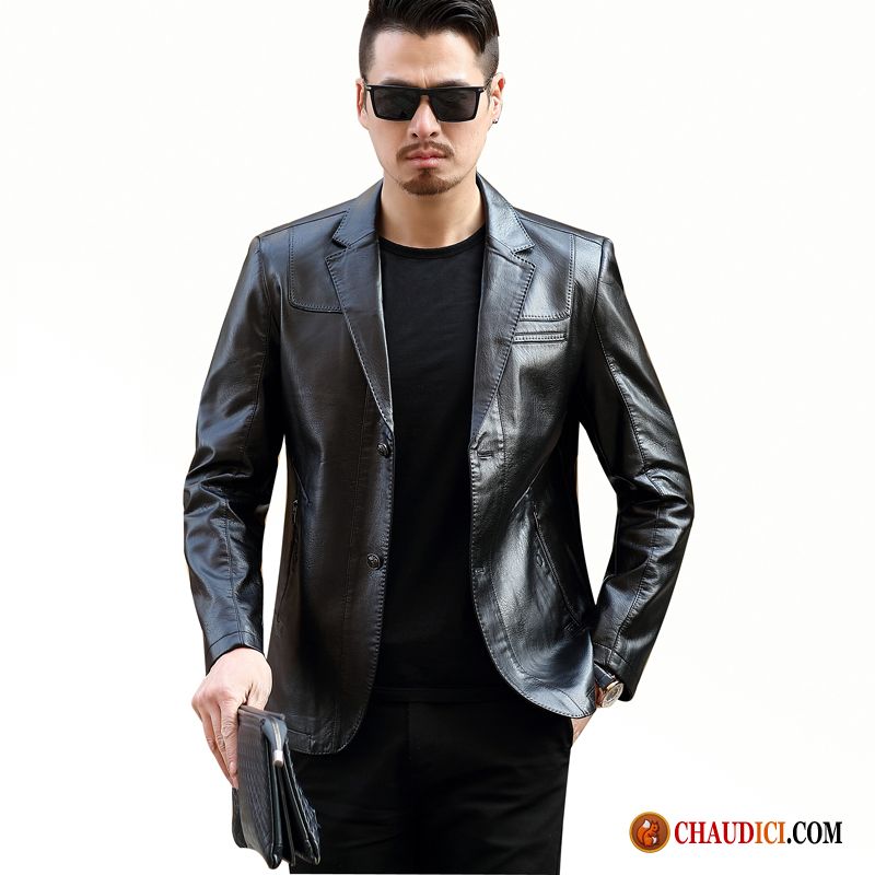 Blouson Cuir Homme Matelassé Vestes En Cuir Printemps Une Veste Légère Baggy