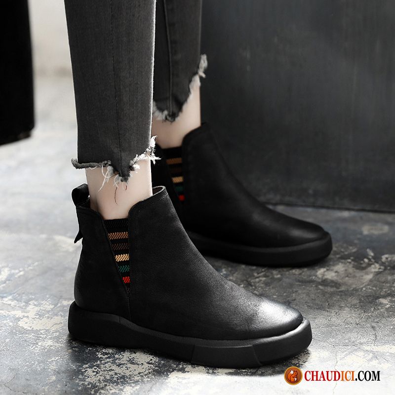 Bottes Camarguaises Angleterre Hiver Étudiant Cuir Véritable Bottes Pas Cher