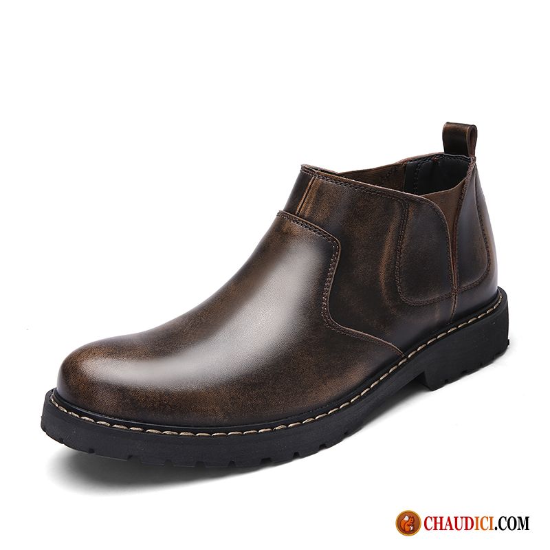 Bottes Cuir Homme Soldes Bottes Angleterre Cuir Véritable Derbies L'automne En Ligne