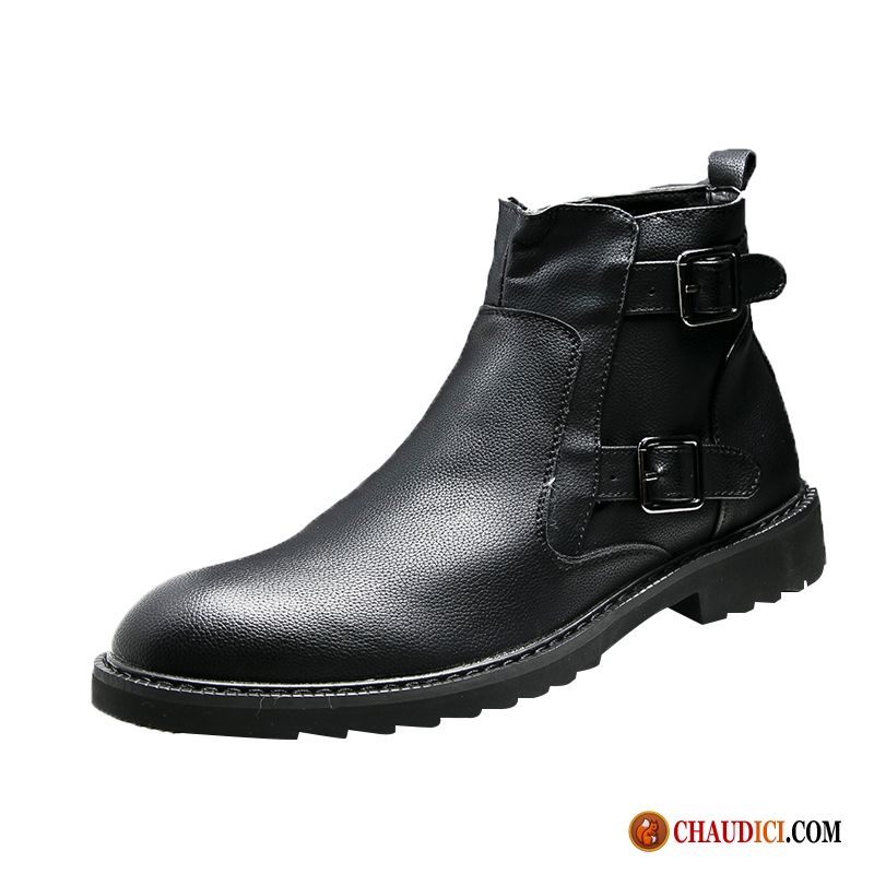 Bottes Cuir Marron Homme Bottes Martin Tendance Augmenté Noir Angleterre En Vente