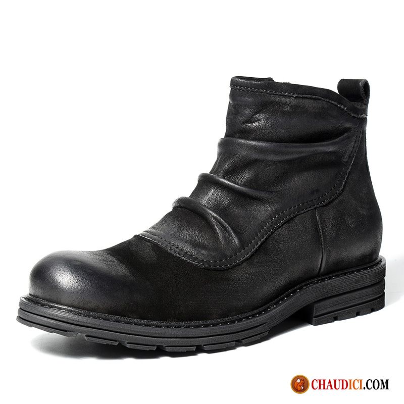 Bottes De Cuir Homme Pérou Bottes Martin Mode Homme Angleterre Noir