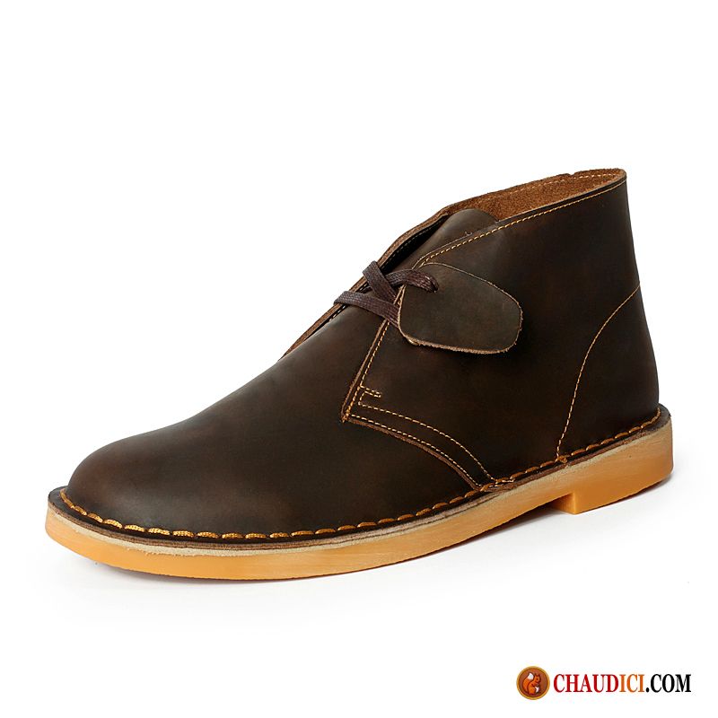 Bottes Homme En Solde Gris Angleterre Chaussures De Travail Cuir Véritable Désert Bottes Courtes Pas Cher