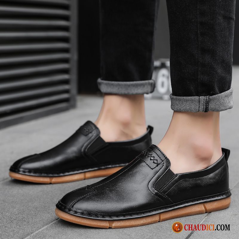 Bottes Homme Pas Cher En Cuir Noir Respirant Tous Les Assortis Tendance Derbies