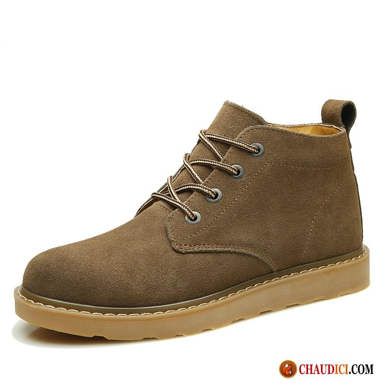 Bottes Montante Homme Cuir Pensée Désert Tendance Angleterre Bottes Bureau Pas Cher