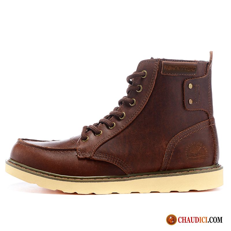 Bottines Cuir Homme Marron L'automne Bottes Courtes Tendance Bureau Angleterre