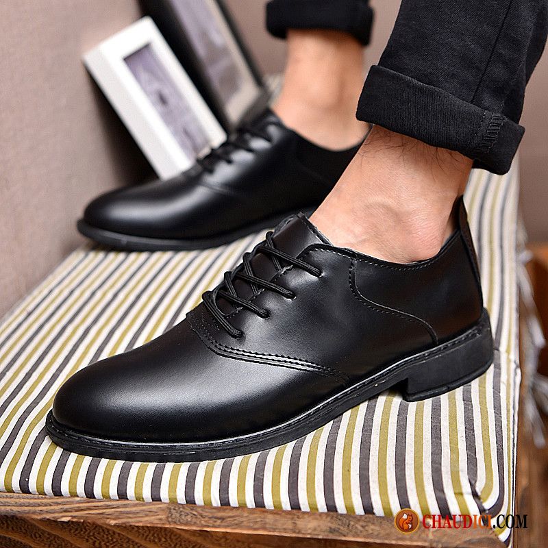 Bottines Hommes Noires Plates Printemps Homme Décontractée Noir Derbies Pas Cher