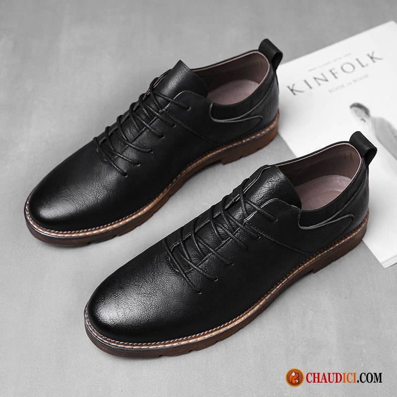 Bottines Hommes Noires Tendance Noir Décontractée Travailler Derbies Pas Cher