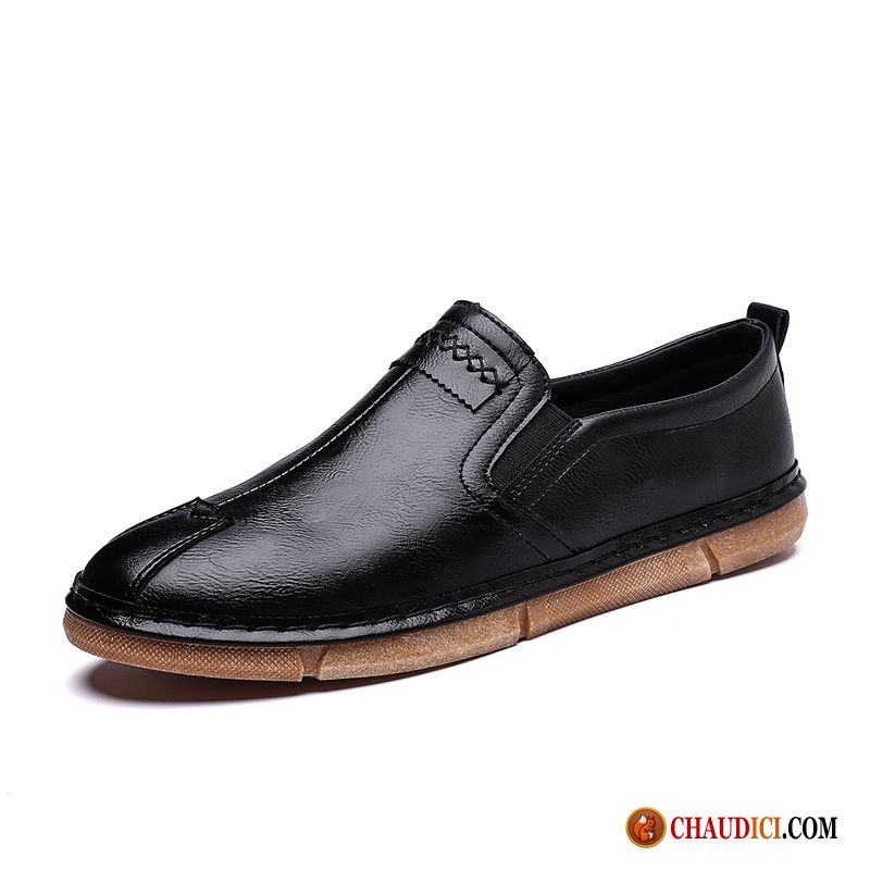 Bottines Noir A Talon Été Slip-on Homme Décontractée Noir Pas Cher