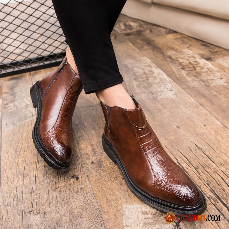 Bottines À Lacets Homme Brun Homme Derbies Plus De Velours Marron Chaussures En Coton Soldes