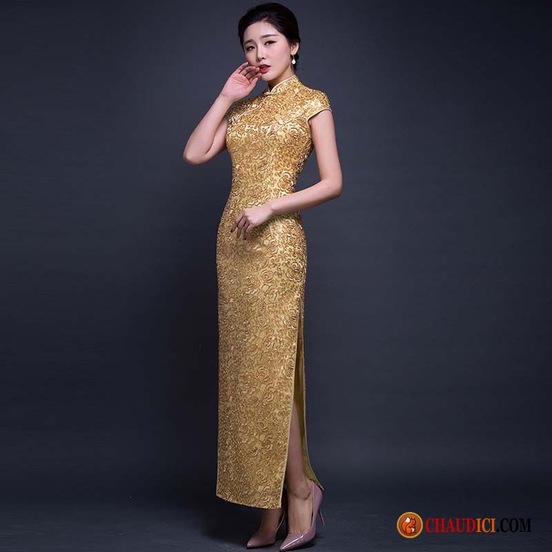 Boutique Robe Soirée Mode Cheongsam Dentelle Mince Slim