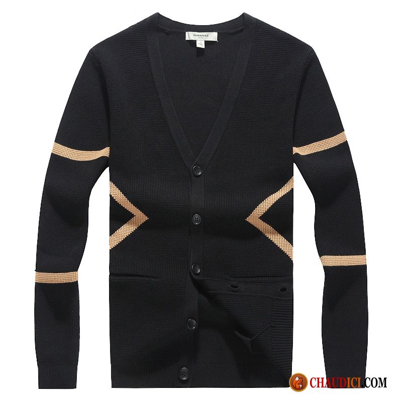 Cardigan Noir Homme Pull Neige Pull Tricots En Maille Col V Cardigan Tendance Pas Cher