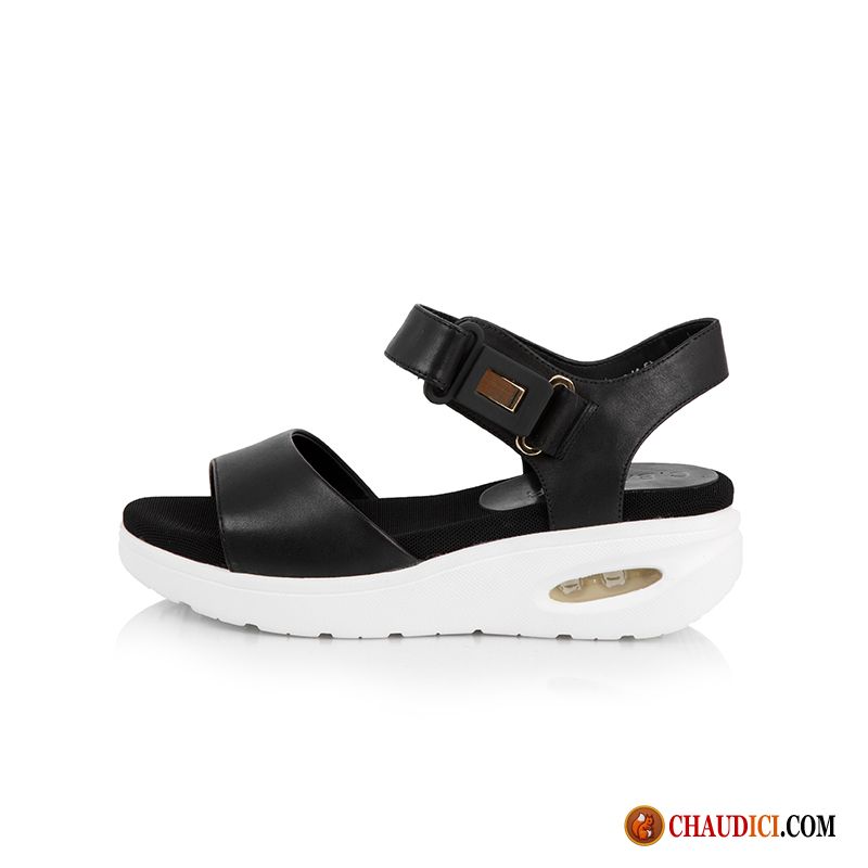 Chausson Sandales Femme Sandales Semelle Épaisse Sport Décontractée Cuir Pas Cher