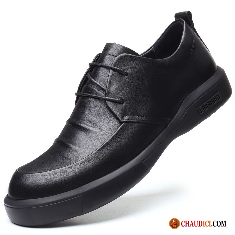 Chaussure A Talon Noir Derbies Cuir Véritable Noir Tous Les Assortis Creux Guipure Pas Cher