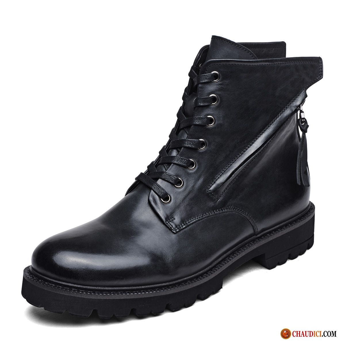 Chaussure Cuir Noir Homme Sarcelle Décontractée Homme Bottes Bottes Courtes Rétro Pas Cher