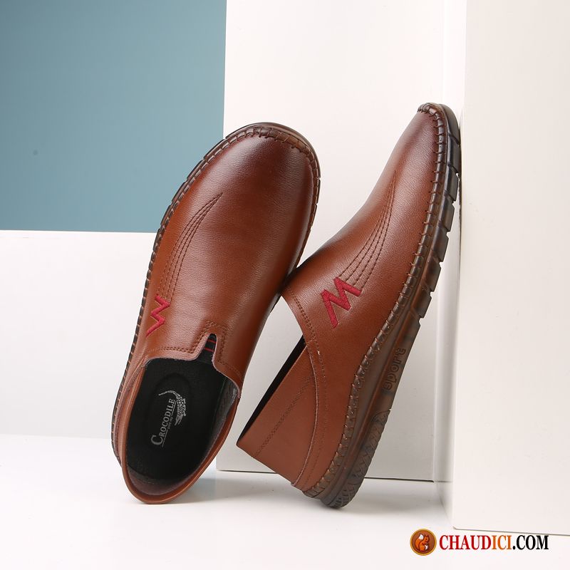 Chaussure Homme Cuir Cuir Véritable Jeunesse L'automne Antidérapant Marron