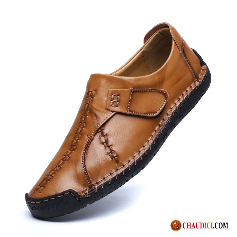 Chaussure Tout Cuir Cuir Véritable Homme Marron Tendance Semelle Doux Pas Cher