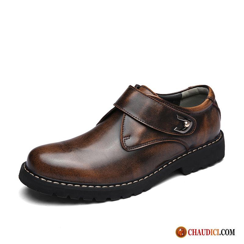 Chaussures Cuir Homme Noir Slip-on Marron Tendance Cuir Véritable Derbies