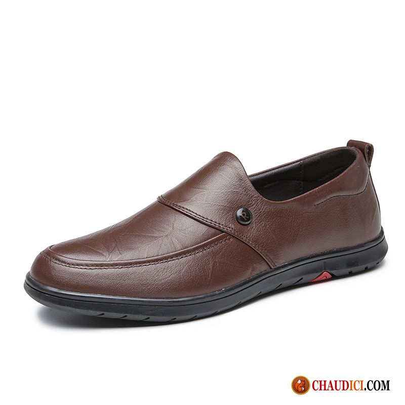 Chaussures Cuir Pas Cher Seashell Décontractée Derbies Mode Marron Slip-on