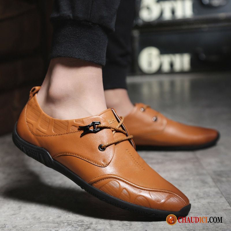 Chaussures En Cuir Marron Homme Homme Cuir Véritable Décontractée Semelle Doux Derbies