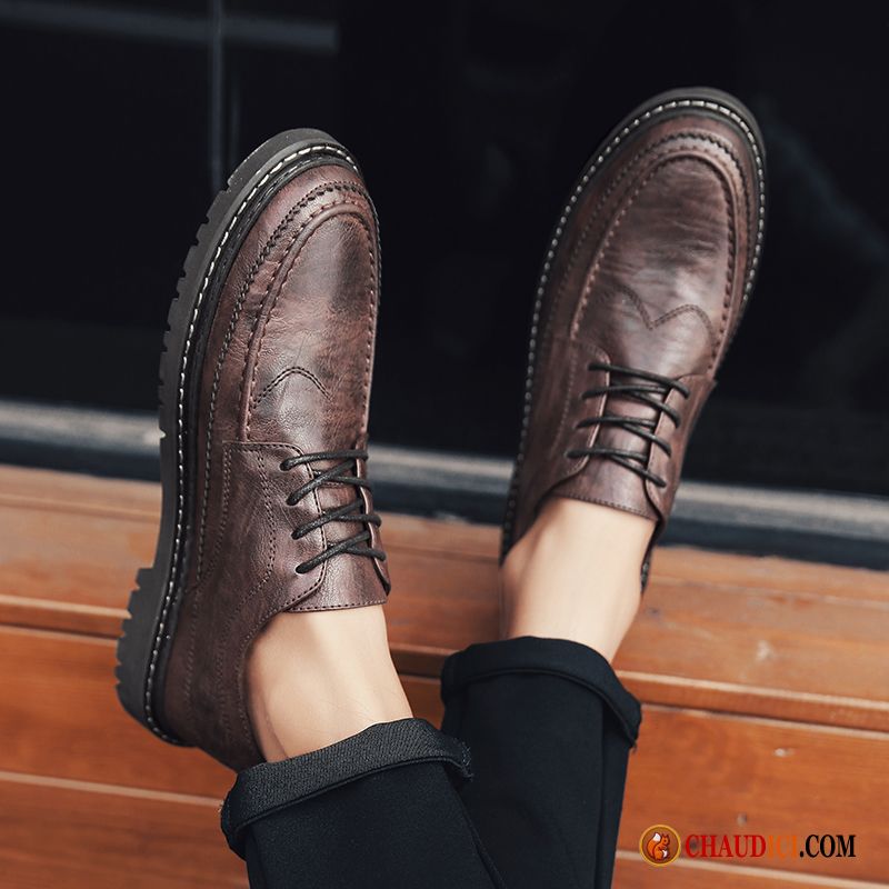 Chaussures En Peau Homme Marron Décontractée Angleterre Homme Noir