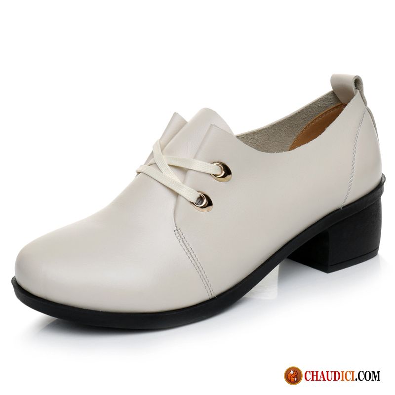 Chaussures Femme Cuir L'automne Talon Moyen Tous Les Assortis Cuir Véritable Épais