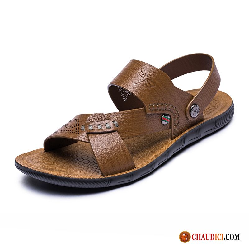 Chaussures Sandales Soldes Homme Ouverture Du Pied Sandales Confortable Plage Décontractée Pas Cher