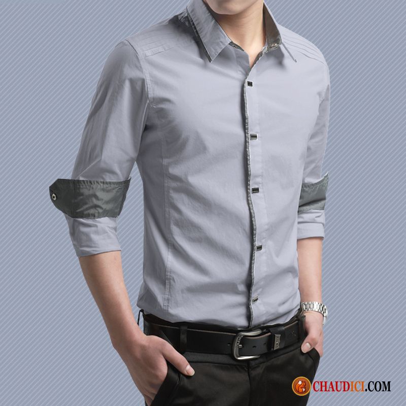 Chemise En Coton Homme Ivoire Printemps Longues Homme Coton Bio Slim