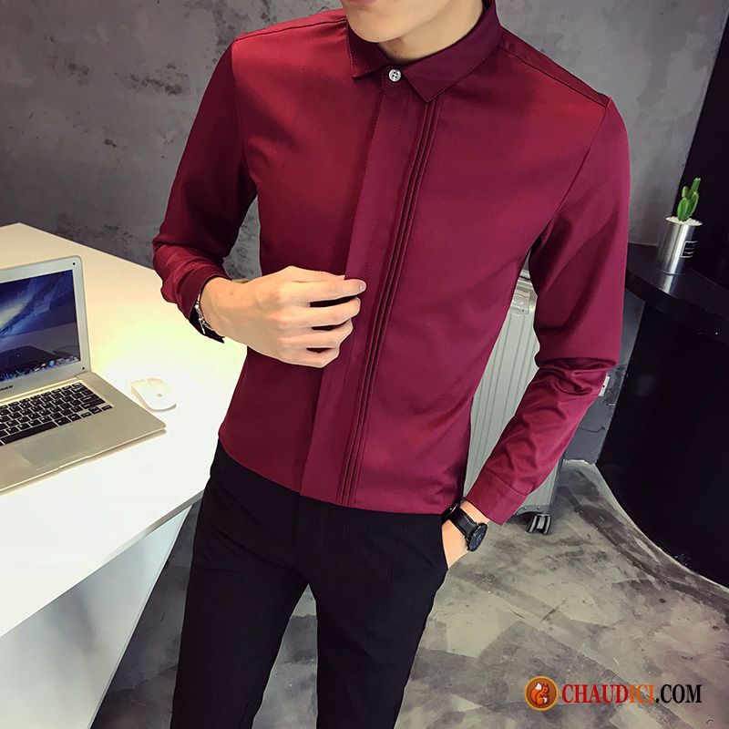 Chemise Homme Coupe Droite Tendance Chemise Homme Rouge L'automne