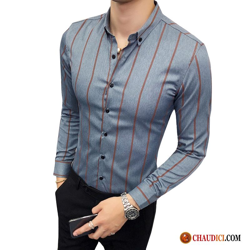 Chemise Homme Jeans Anti-rides Jeunesse Homme De Travail Chemise