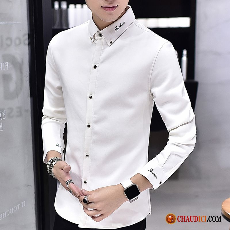 Chemise Homme Rouge Pas Cher Tendance Beau Printemps Chemise Blanc