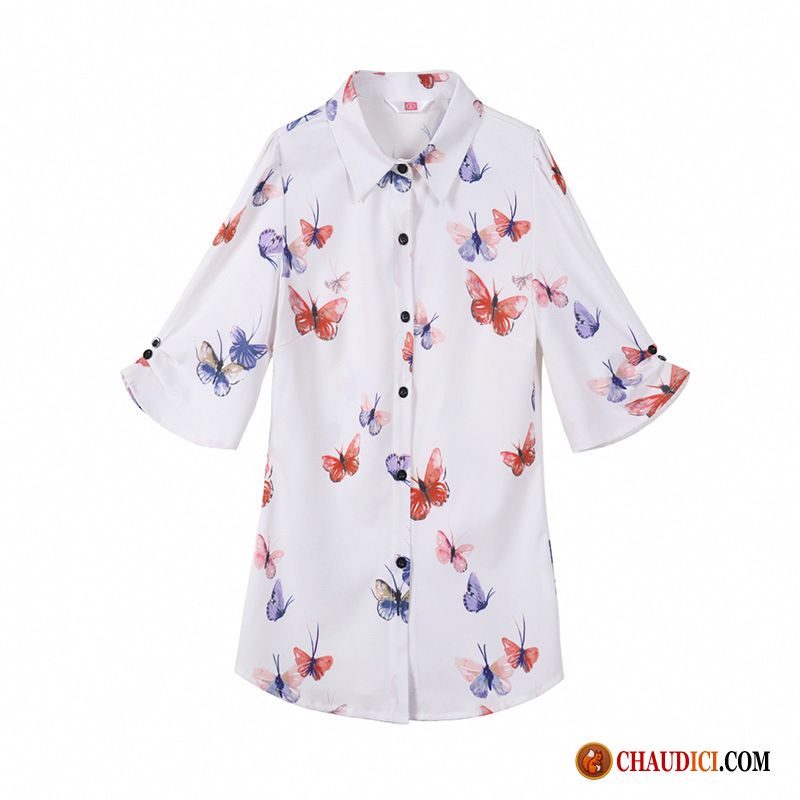 Chemisier Pour Femme Floral Chemise Blanc Décontractée Chemisier Pas Cher