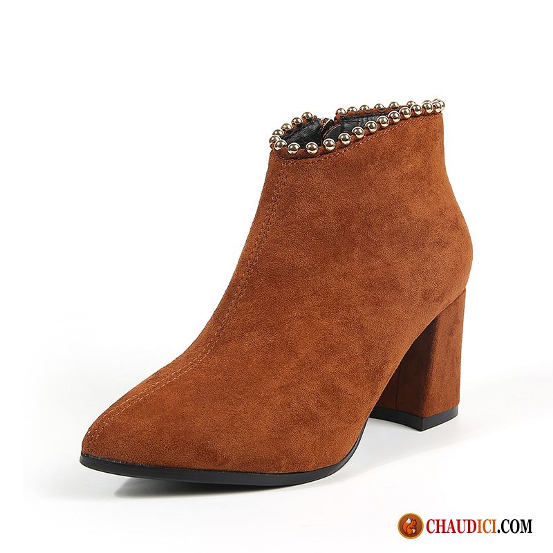 Des Bottes En Cuir Pas Cher Bottes Suède Marron Femme Pu