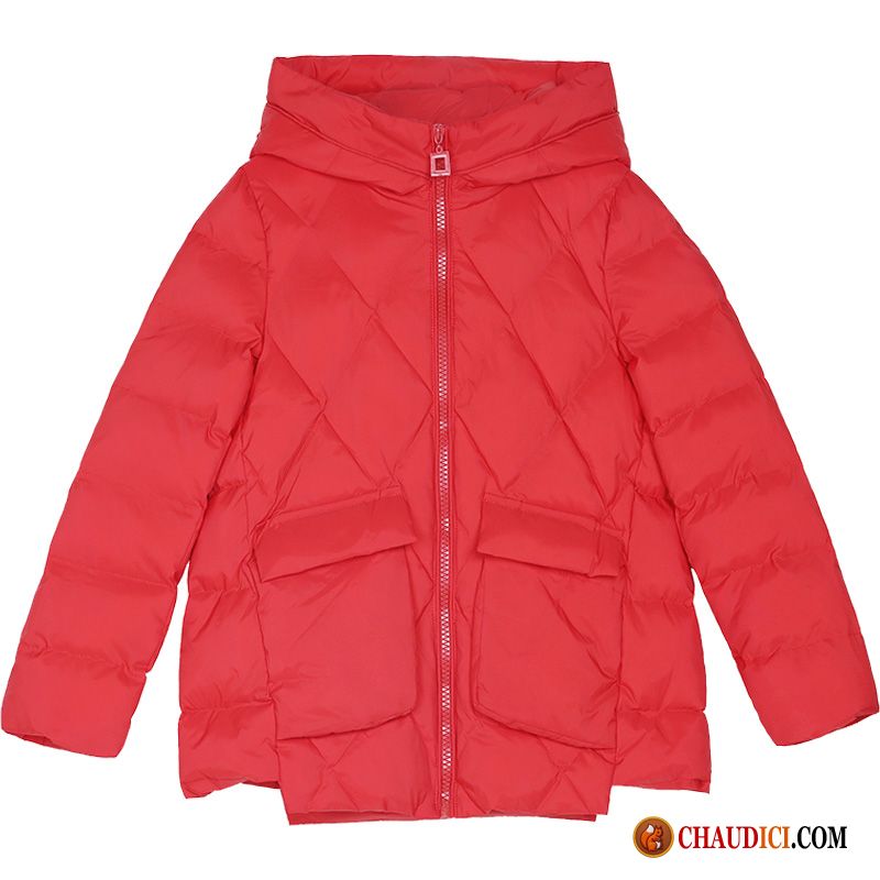 Doudoune A Fourrure Tendance Matelassée Manteau Manteau En Coton Rouge Soldes