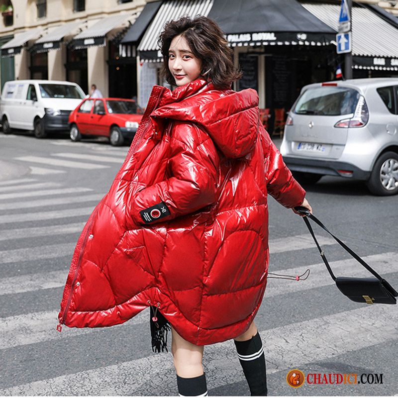 Doudoune Femme En Solde Hiver Cuir Vêtements Matelassé Paillette Longue Pas Cher