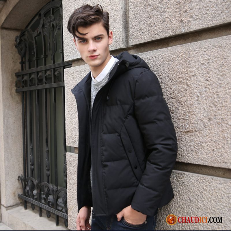 Doudoune Habillée Homme Hiver Slim Court Capuche Tendance Pas Cher