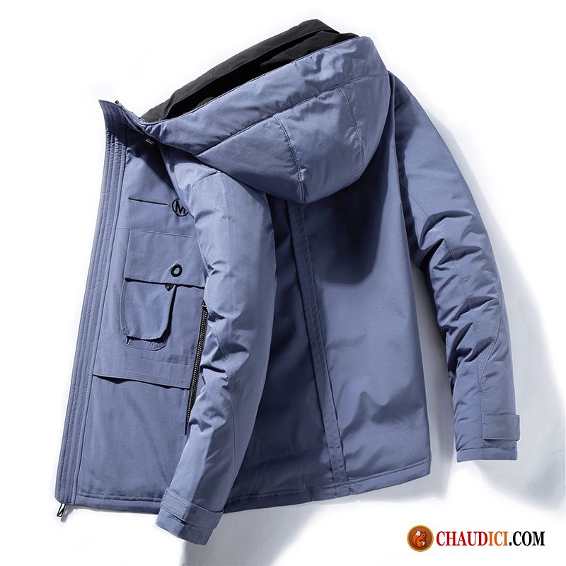 Doudoune Homme De Marque En Solde Blanc Bleu Homme Manteau Chauds Lumière En Vente