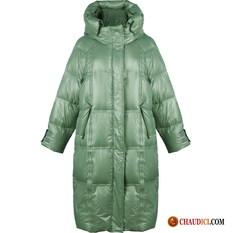 Doudoune Très Longue Femme Vêtements D'hiver Vert Capuche Femme Longue