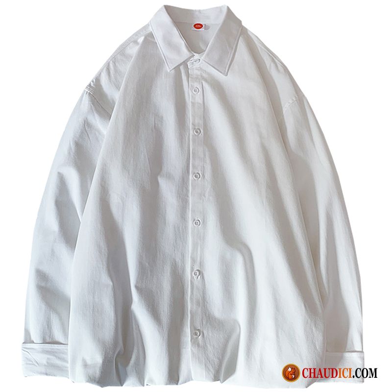 Homme Chemise Blanche Pure Une Veste Blanc Longues Chemise Pas Cher