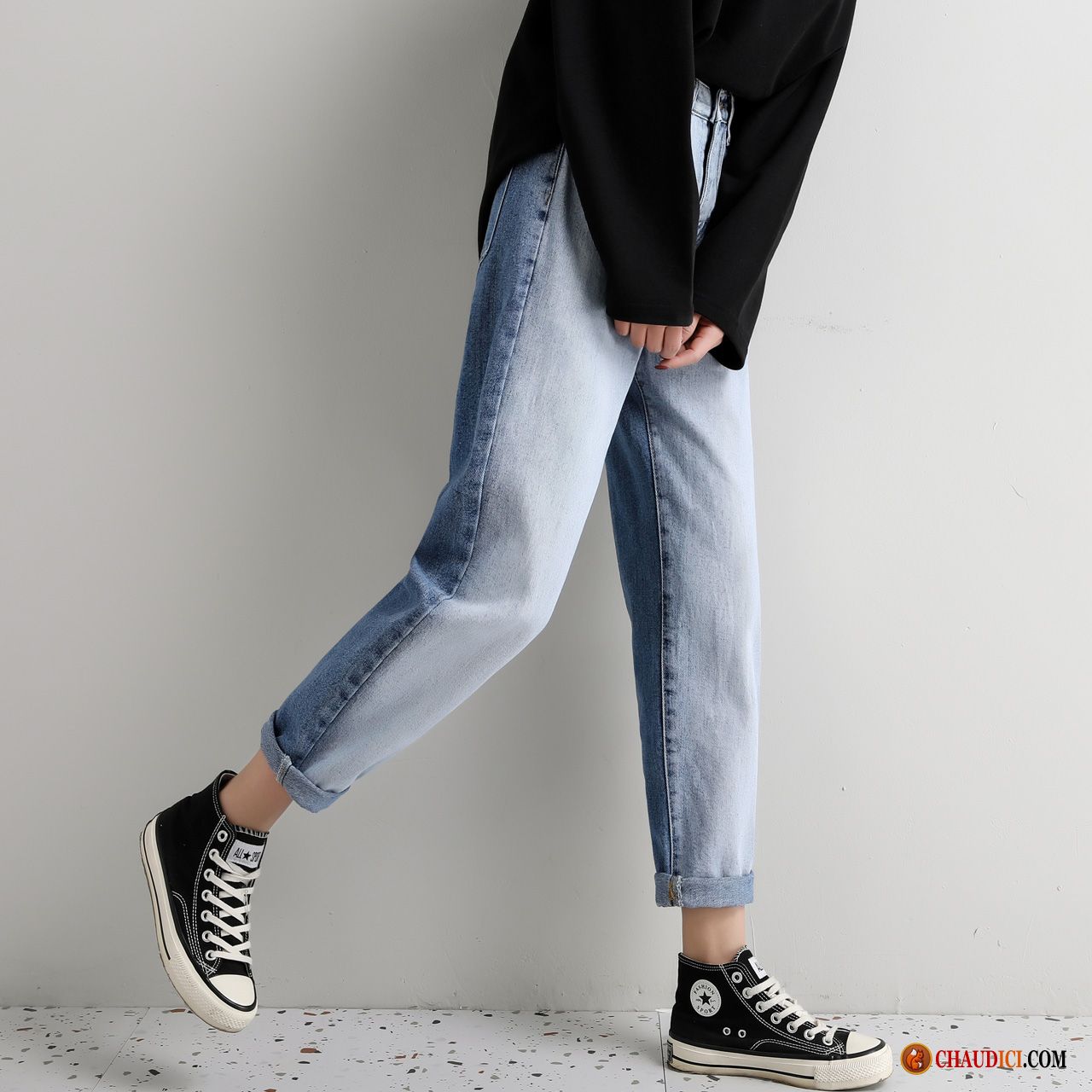 Jean Bootcut Pas Cher Femme Tendance Jeans Mince Couleurs Mixtes Baggy En Ligne