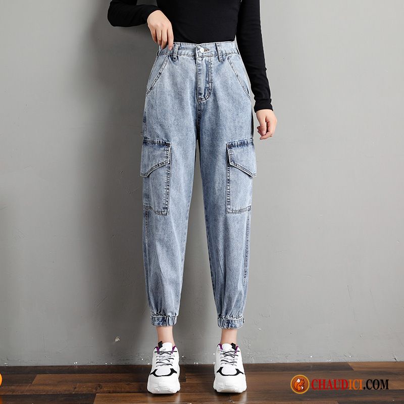 Jean Déchiré Femme Pas Cher Jeans Mince Harlan Haute Cintrée Printemps