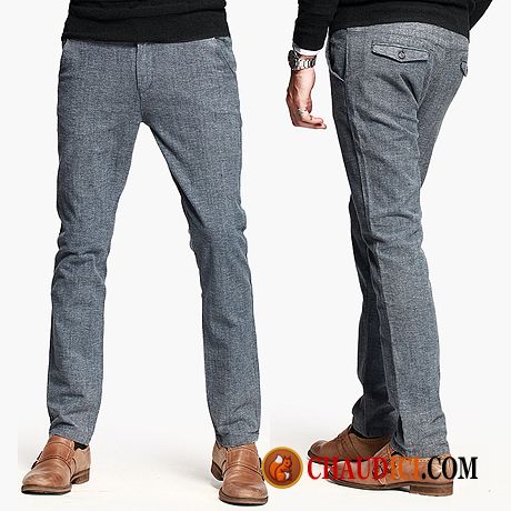 Jean Homme Bleu Pantalons Homme Slim Mode Jambe Droite Pas Cher