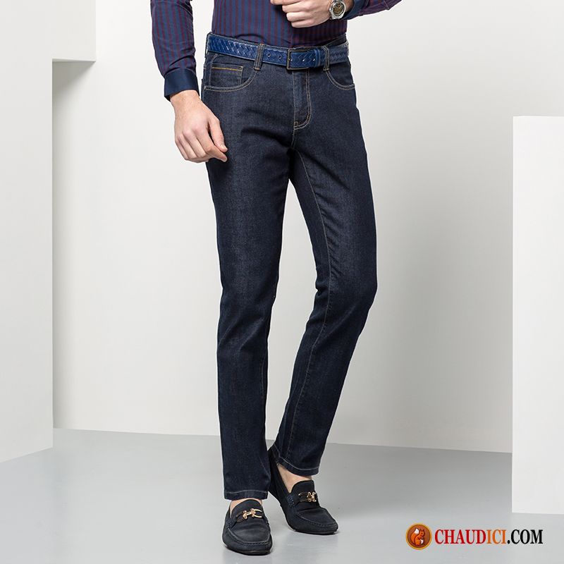 Jean Huilé Noir Homme Jeunesse Jambe Droite Décontractée Jeans De Travail