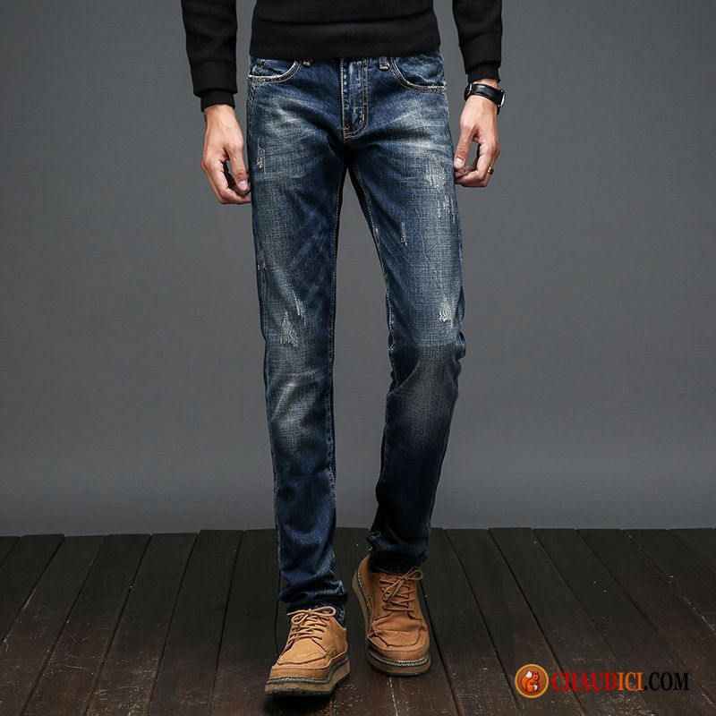 Jean Noir Homme Pas Cher Maigre Jeunesse Extensible Couleur Claire Tendance