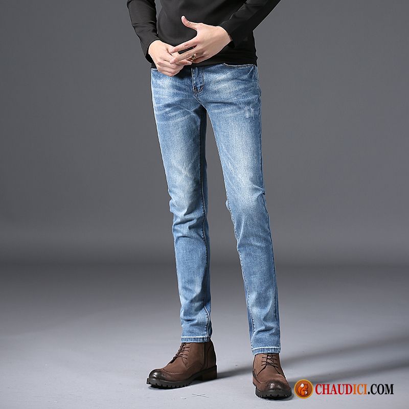 Jean Skinny Pas Cher Homme Maigre Été Extensible Homme Couleur Claire