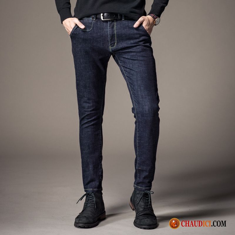 Jean Slim Noir Homme Pas Cher Turquoise Printemps Extensible Longue Tendance Pantalon