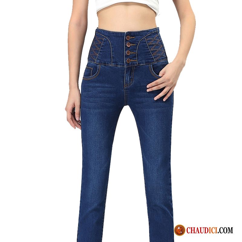 Jean Slim Taille Basse Femme Steelblue Maigre Haute Cintrée Mince Extensible Slim Pas Cher