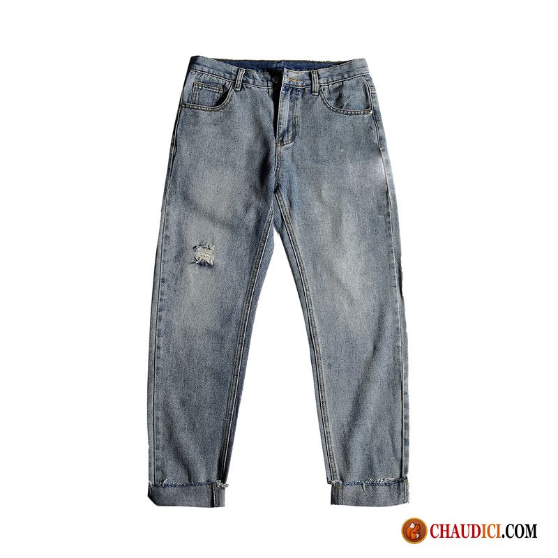 Jean Slim Taille Haute Homme Pas Cher Homme Des Trous Dans Les Jeans Denim Grande Taille Tendance