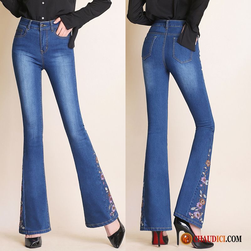 Jean Stretch Femme Bleu Jeans L'automne Extensible Brodé En Ligne