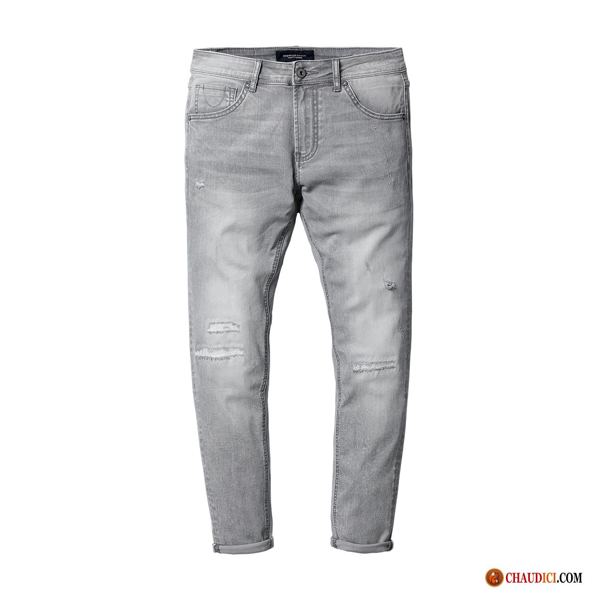 Jean Tendance Homme Pas Cher Azur Printemps Slim Homme Effiloché Légèrement En Vente