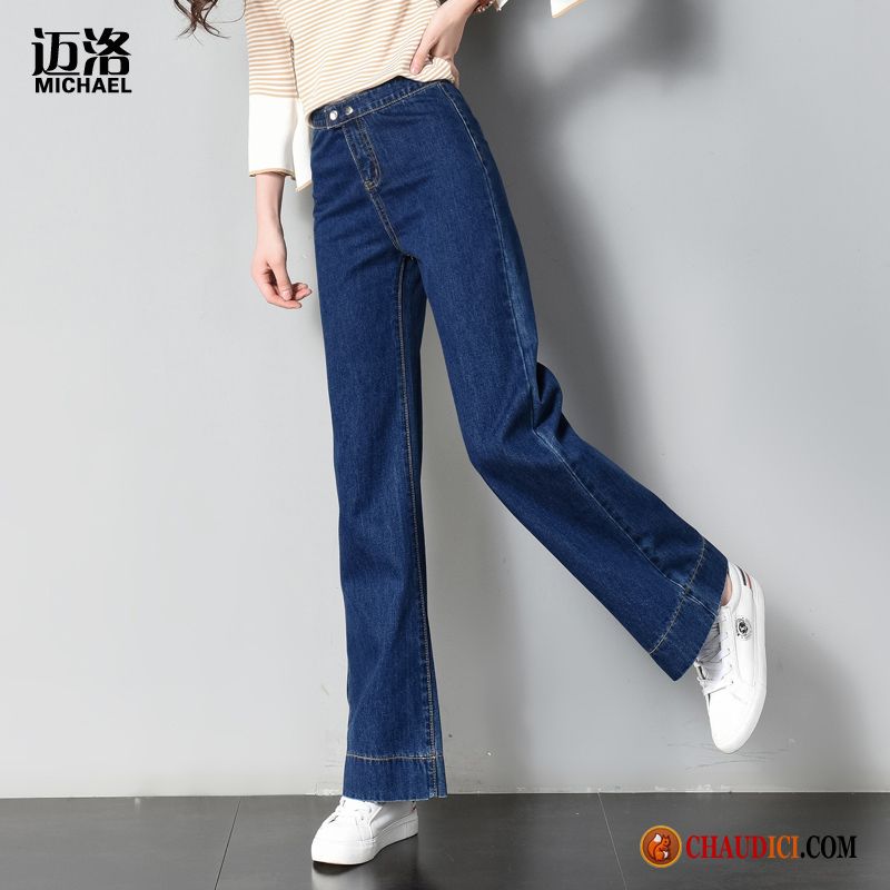 Jeans Effet Huilé Femme Pensée Jambe Droite Tendance Baggy Mince Pantalon